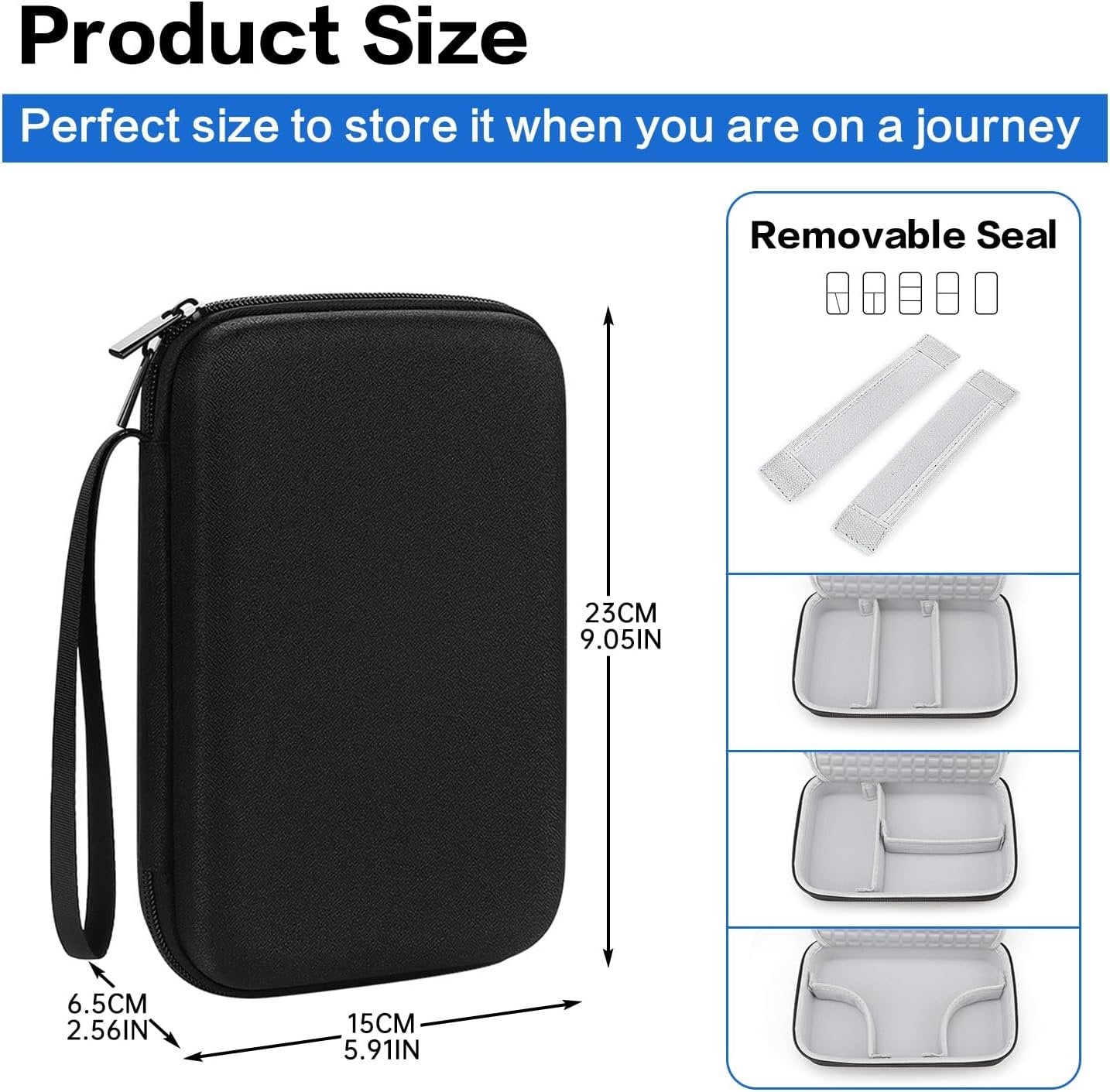 Teskyer Hard Electronic Travel Organizer Case, Waterproof Portable Travel Cable Cord Organizer case Bag Pouch, for USB Flash Drive, Cords, Chargers, Phones, Earphones (Black, Large:9.0*5.7*2.55inch)