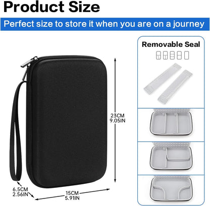Teskyer Hard Electronic Travel Organizer Case, Waterproof Portable Travel Cable Cord Organizer case Bag Pouch, for USB Flash Drive, Cords, Chargers, Phones, Earphones (Black, Large:9.0*5.7*2.55inch)