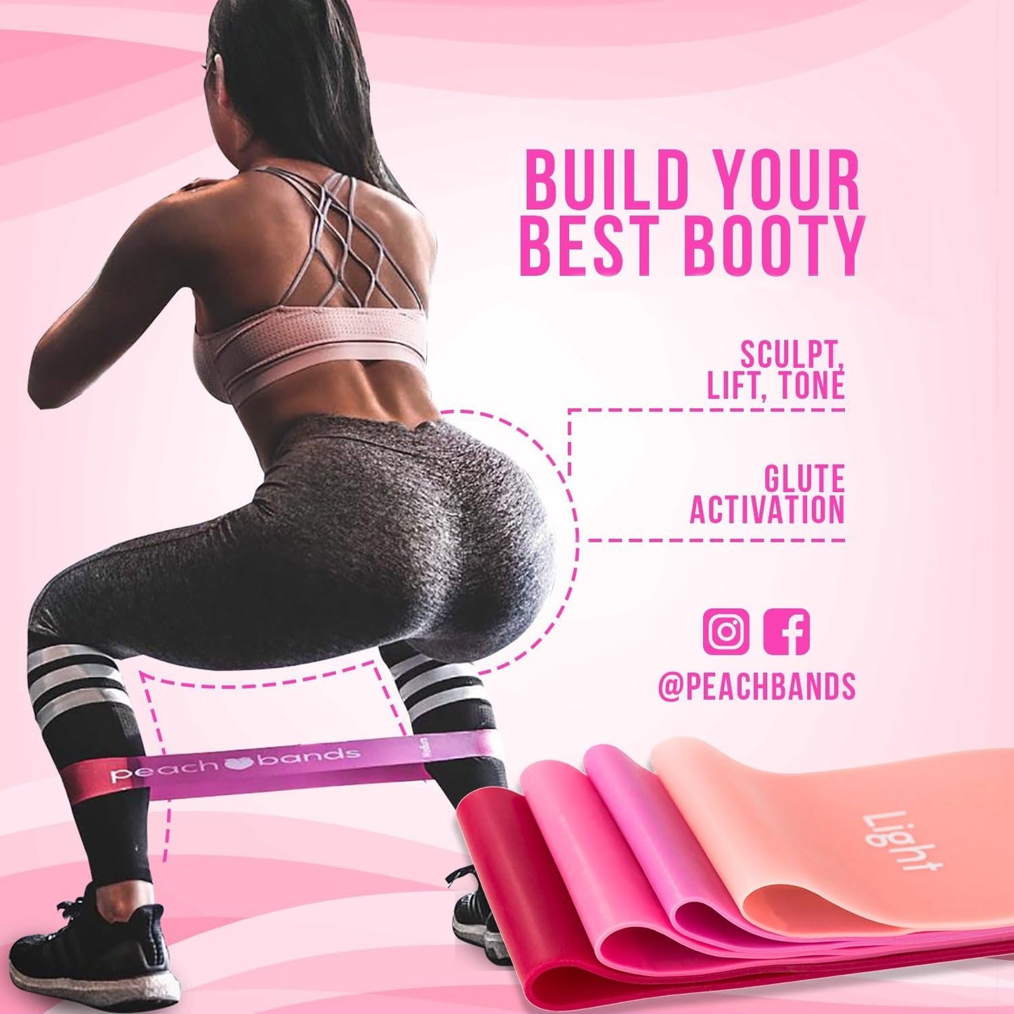 Peach Bands Resistance Bands Set - Exercise Workout Booty Bands for Legs and Glutes