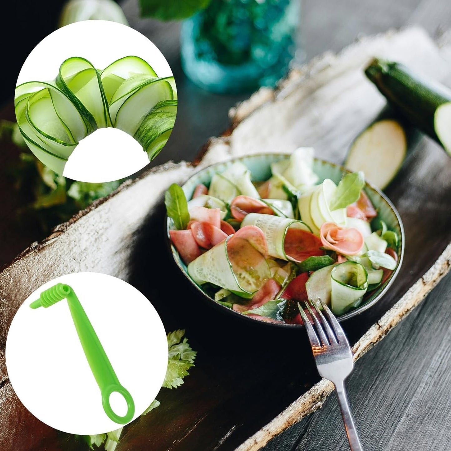3pcs Manual Spiral Screw Slicer Peeler, Plastic Portable Vegetable Spiral Knives Blade Cutter Hand Tool Kitchen Accessories Gadget for Creative Pattern of Cucumber Potato Carrot Fruit (Green)
