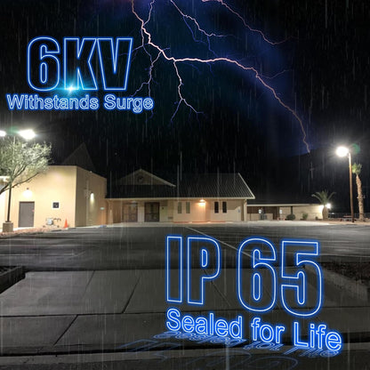 2Pack 500W LED Parking Lot Lighting 75000LM(150LM/W) 5000K LED Pole Lights Outdoor Smart Photocell 6KV SPD Parking Lot Lights Outdoor Pole Mount-2Pack 7Yrs Warranty