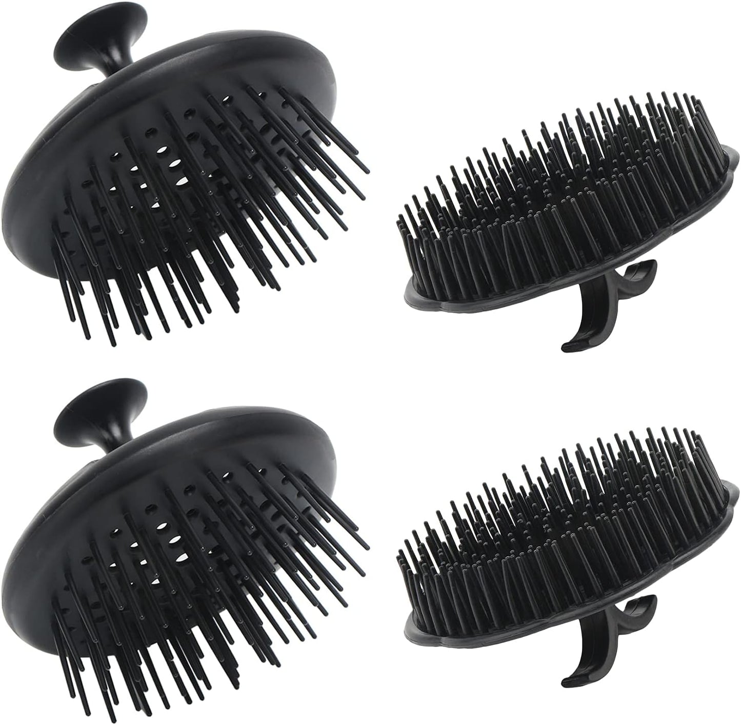 Segbeauty Scalp Massage Brushes, 4 Pcs Shampoo Brush Floriated Shower Comb Long Short Teeth Set, Head Massage Brush for Hair Growth Beard Tidying Pet Grooming Brushes Wet and Dry Scalp Care Black