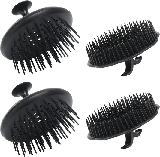 Segbeauty Scalp Massage Brushes, 4 Pcs Shampoo Brush Floriated Shower Comb Long Short Teeth Set, Head Massage Brush for Hair Growth Beard Tidying Pet Grooming Brushes Wet and Dry Scalp Care Black