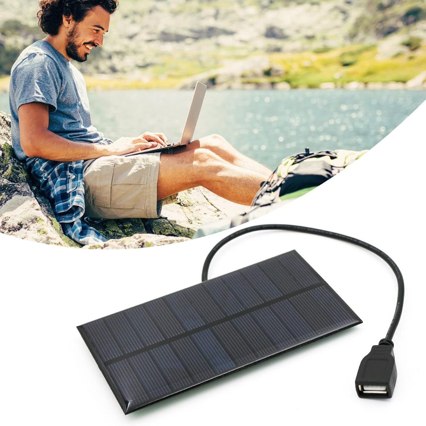 PUCHEN 300mA Portable Solar Phone Charger | 5.5V USB Solar Panel with 24% Efficiency | Waterproof & Lightweight | Compatible with Smartphones, Tablets & Small USB Devices