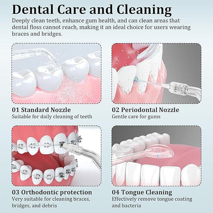Water Dental Flosser Pick for Teeth, Rechargeable Oral Irrigator for Home and Travel, Collapsible Water Teeth Cleaner for Braces and Dental Care, Waterflosser for Oral Hygiene
