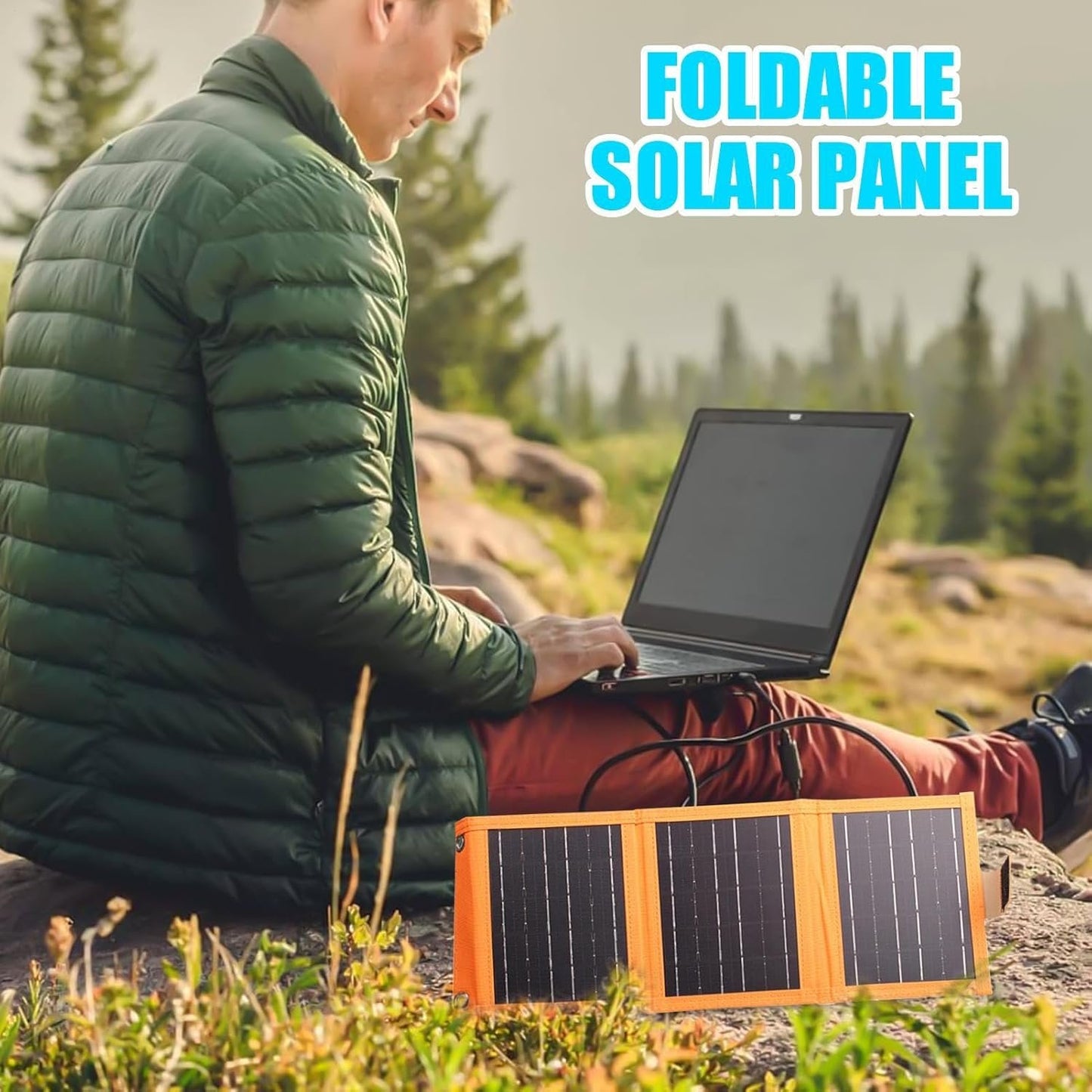 Solar Powered Charger - Solar Charging Panel with USB Port, Silicon Photovoltaic poweer Generation Panel | Solar Charger Folding, Outdoor Camping Charging Device Portable for Tablets Smartwatches