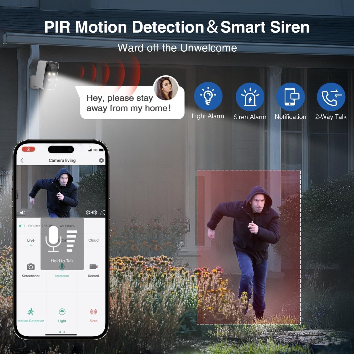 Security Cameras Wireless Outdoor Pan Rotating 180° 2K Cameras for Home Security Color Night Vision Battery 2.4GHz WiFi Camera Motion Detection Siren 2-Way Talk Waterproof Cloud/SD Storage 2-Pack