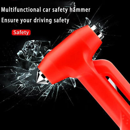 Window Breaker,Car Accessories,2-in-11Emergency Glass Hammer,Car Safety Hammer Survival Kit with Heavy-Duty Carbon Steel Tip and Hardened Sharp Window Breaker, Seat Belt Cutting（Red）