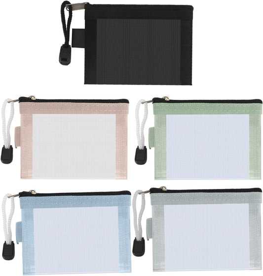 Colacoo Mini Zipper Mesh Bags 5 Pack, 3 x 4.3 Inch Nylon Small Zipper Mesh Pouch Key Holder, Coin Purse, ID Card Holder, Travel Earphone Lipstick Cosmetic Accessories Organizer, Assorted Colors