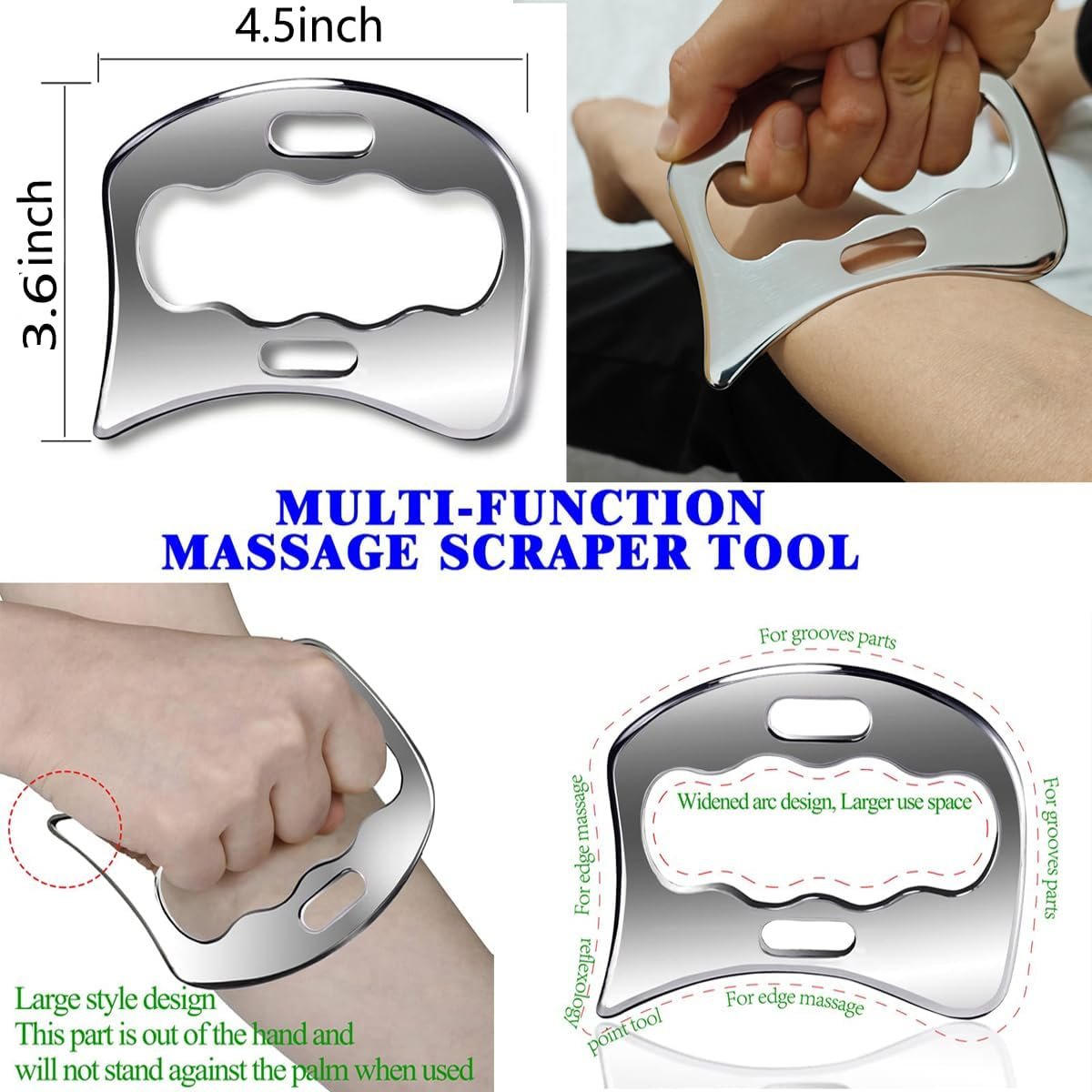 GYX COELE 4 IN 1 Muscle Scraper Tool Set, Stainless Steel IASTM Massage Tools with Storage Case, 4-Piece Physical Therapy Kit