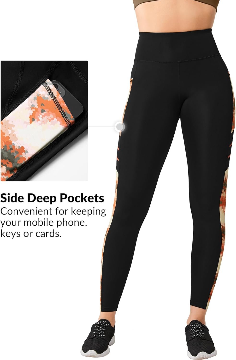 Yvette Printed Leggings for Women High Waisted Workout Tummy Control Yoga Pants with Pockets