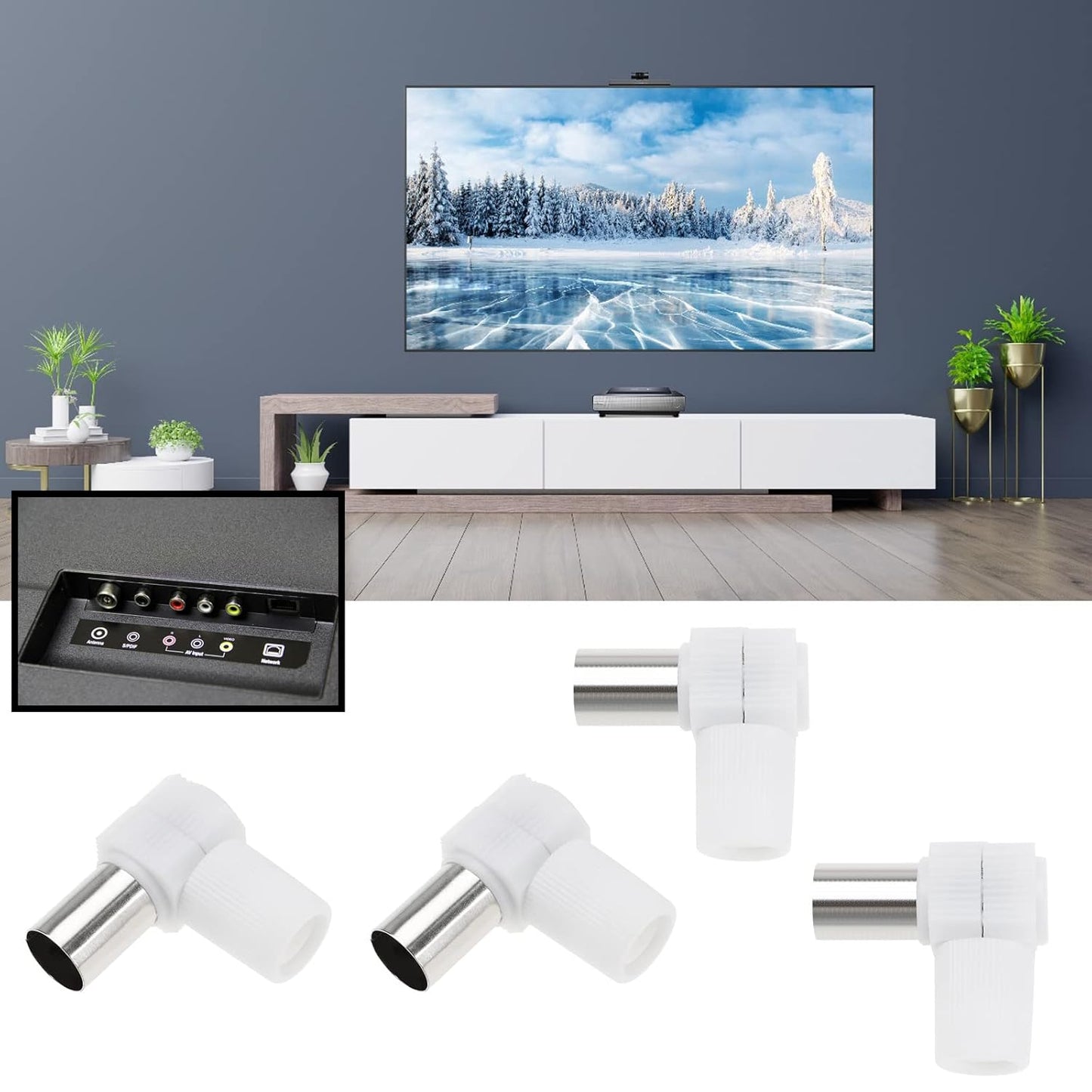 ECSiNG 16Pcs 90° Angle TV Coaxial Antenna TV Plug Antenna Connector RF Coaxial Coupling Coaxial Connector Adapter Electronic Accessories