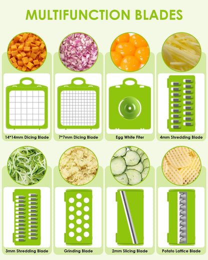 Vegetable Chopper for Kitchen, 15 in 1 Onion Chopper Slicer Dicer Potato Cutter Food Chopper Vegg0ie Chopper Salad Maker Dicing Machine Potato Fruit Chopper with Container