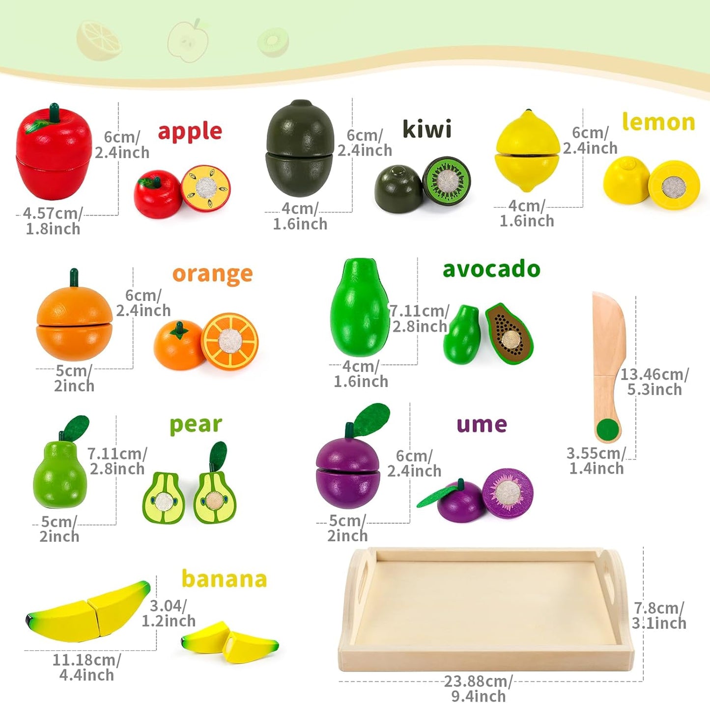 Montessori Toys for 2 Year Old Play Food Cutting Toy Wooden Toys Pretend Play Kitchen Accessories for Kids Fake Food Pretend Play Kitchen Set for Kids 2 3 4 Girls Boys Party Games