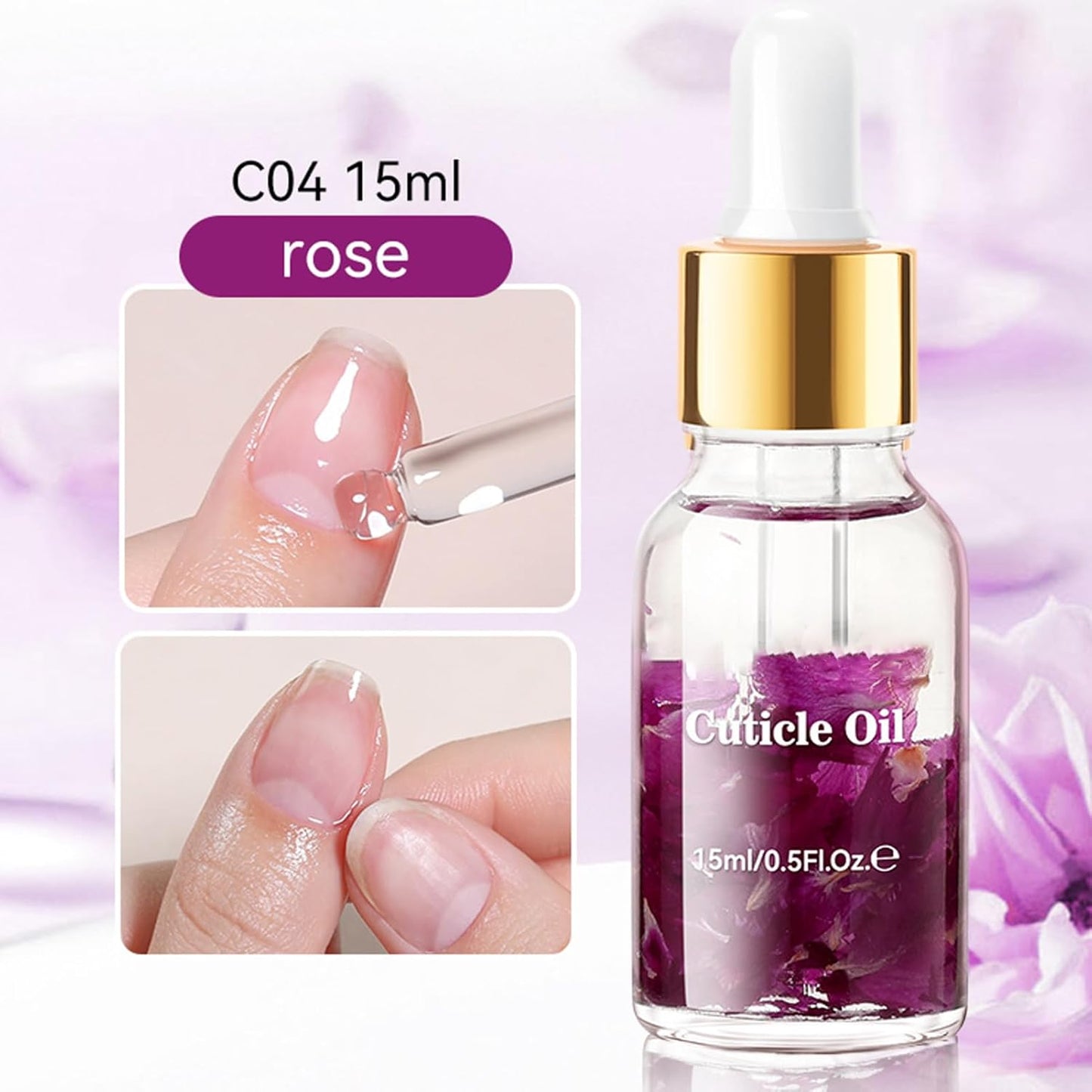 Cuticle Nail Oil, Hydrating Fingernail Care, Nourishing & Repairing Formula, Moisturizing & Strengthening, Travel & Home Use, 15ml, Clear, Single Bottle
