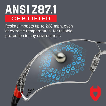 NoCry Clear Safety Glasses for Men and Women with Anti-Fog and Scratch Resistant Wrap Around Lenses, Adjustable Temples and Nose Pads — ANSI Z87 Certified Protective Eyewear with 100% UV Shielding
