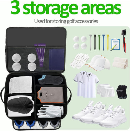 2 Layer Golf Trunk Organizer Large Waterproof Car Golf Locker with Separate Ventilated Compartment Versatile Trunk Organizer for Balls, Tees, Clothes, Gloves (Black)