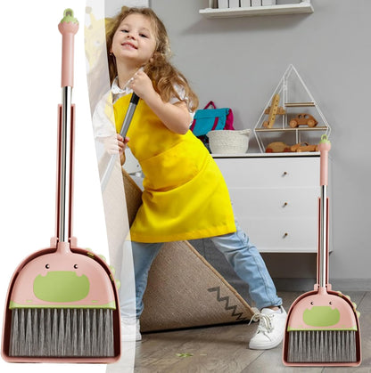 Kids Broom, Dustpan Set, Learning Toy, Sturdy Stainless Steel Handle, Lightweight PP Design, Fun Educational Cleaning Activity, Ideale per Preschool Boys and Girls