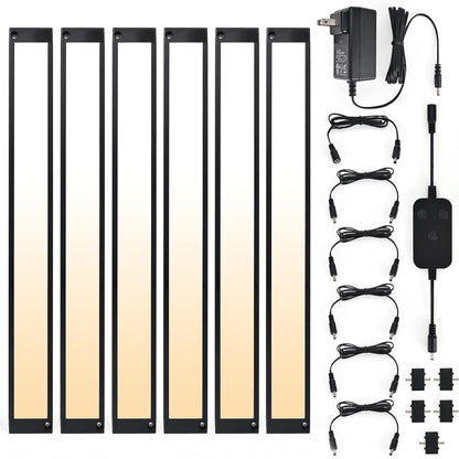 6pack 12inch Dimmable LED Under Cabinet Light Kit, 2700K to 6000K Smart LED Under Counter Lighting Fixture, Compatible with Alexa, Google Assistant, for Kitchen, Pantry, Shelf (Black)