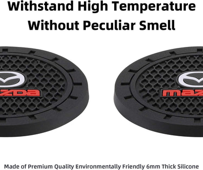 AOOOOP Car Interior Accessories for Mazda Cup Holder Insert Coaster - Silicone Non-Slip Mat for Mazda 3 6 CX-3 CX-5 CX-9 MX-5 (Set of 2, 7cm Diameter)