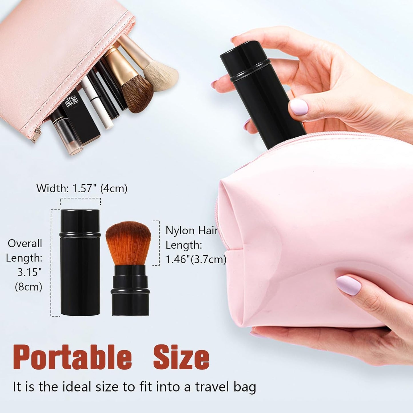 JewelryWe 3 Pieces Retractable Makeup Powder Shadow Brush Face Makeup Accessory