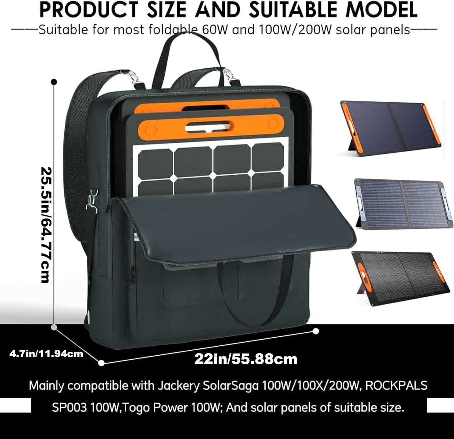 Solar Panel Bag, Double-Layer Organizer, Heavy Duty Protector Travel Handle Case, Dependable Material Longevity, Outdoor Sports Gear for Tablet Laptop Smartphone Use 22x4.7x25.5in