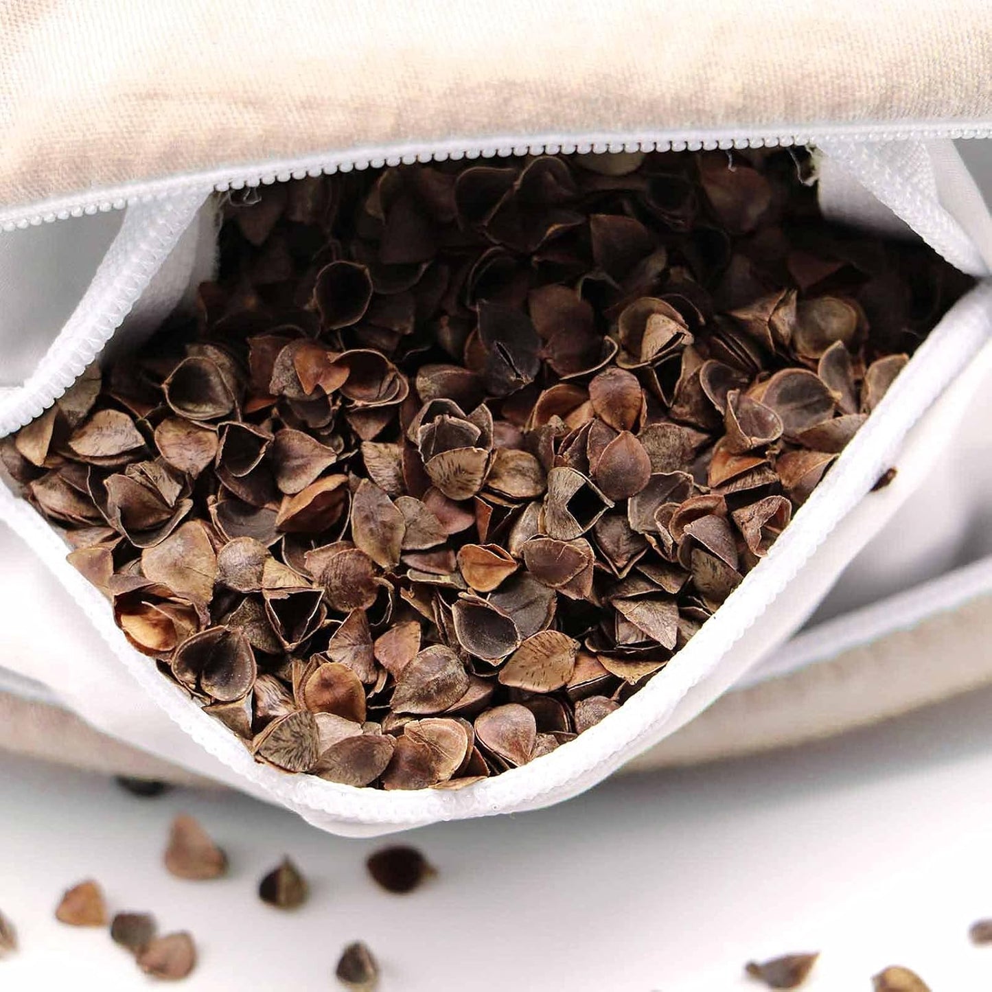 Buckwheat U Shaped Pillow - Edomi Cool Travel Neck Pillow Neck Support Head Pillow Sleep Pillow for Neck Pain Relief Side Sleepers Natural Buckwheat Hulls Concealed Zipper (Macaron Light Tan)