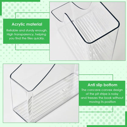 YIQXKOUY 2 Pieces Acrylic Magazine File Holder Clear Desk Organizers File Organizer for Desk Desktop File Magazine Book Storage Shelf for File Storage Book Bin and Office Desk Accessories