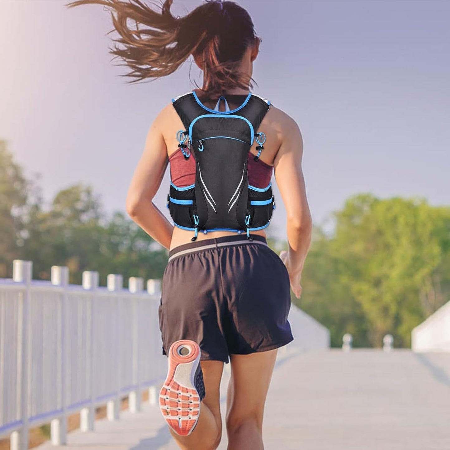 Sports Trail Backpack, Men's Chest Bag, Outdoor Workout Gear, Large Capacity Vest Reflective Safety Bag Hiking Trail Vest Workout Chest Pack Men's Sports Gear Trail Running Backpack, blue, Please