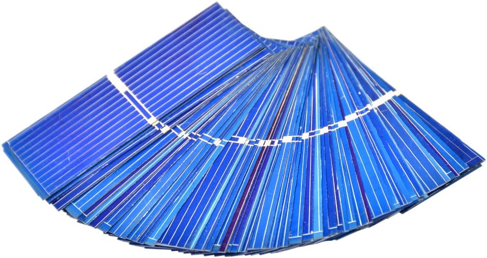 Aoshike 100pcs 0.5 V Micro Mini Solar Cell for Solar Panel 52 x 19mm/2 x 3/4 inches Polycrystalline Silicon Photovoltaic Solar Cells Sun Power for DIY Cell Phone Charger