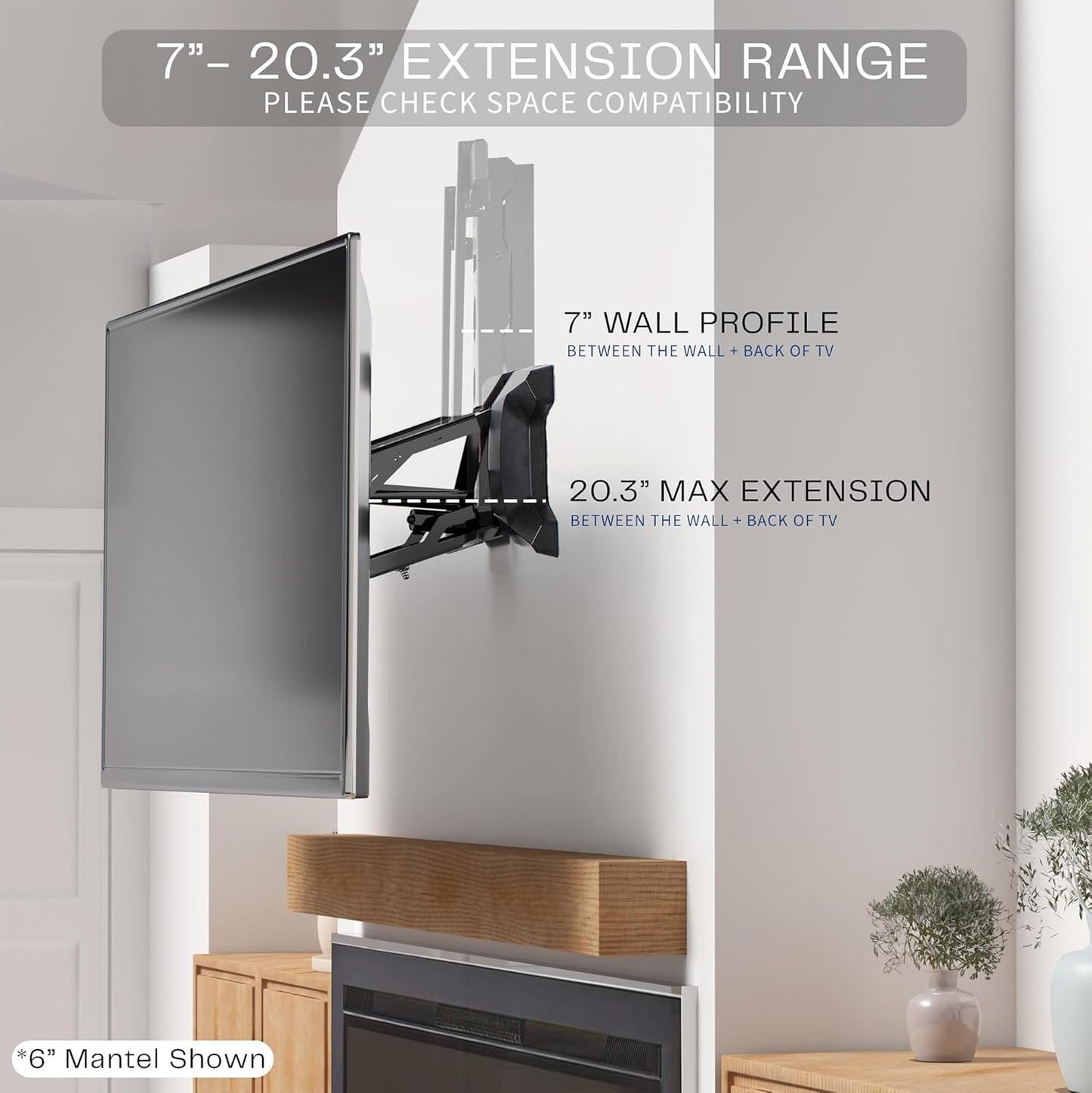 VIVO Motorized Fireplace TV Wall Mount for 37 to 70 inch Screen up to 77 lbs, Height Adjustable Electric Pull Down Mantel Bracket, Black, MOUNT-E-M070R