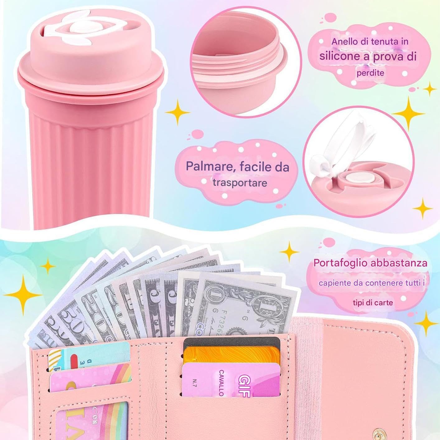 Play Purse, Toy Purse, 7.87x4.33x5.12 inches Princess Pretend Accessories, Interactive Role Play Clutch Set, Dress-Up Games for Kids Children Ages 3 6 Years Old, Little Girls