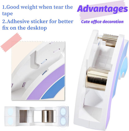 Dormercy Cute Tape Dispenser for Desk, Tape Dispenser for Home School, Desk Accessories (Tape not Included), Purple, 1 Pack