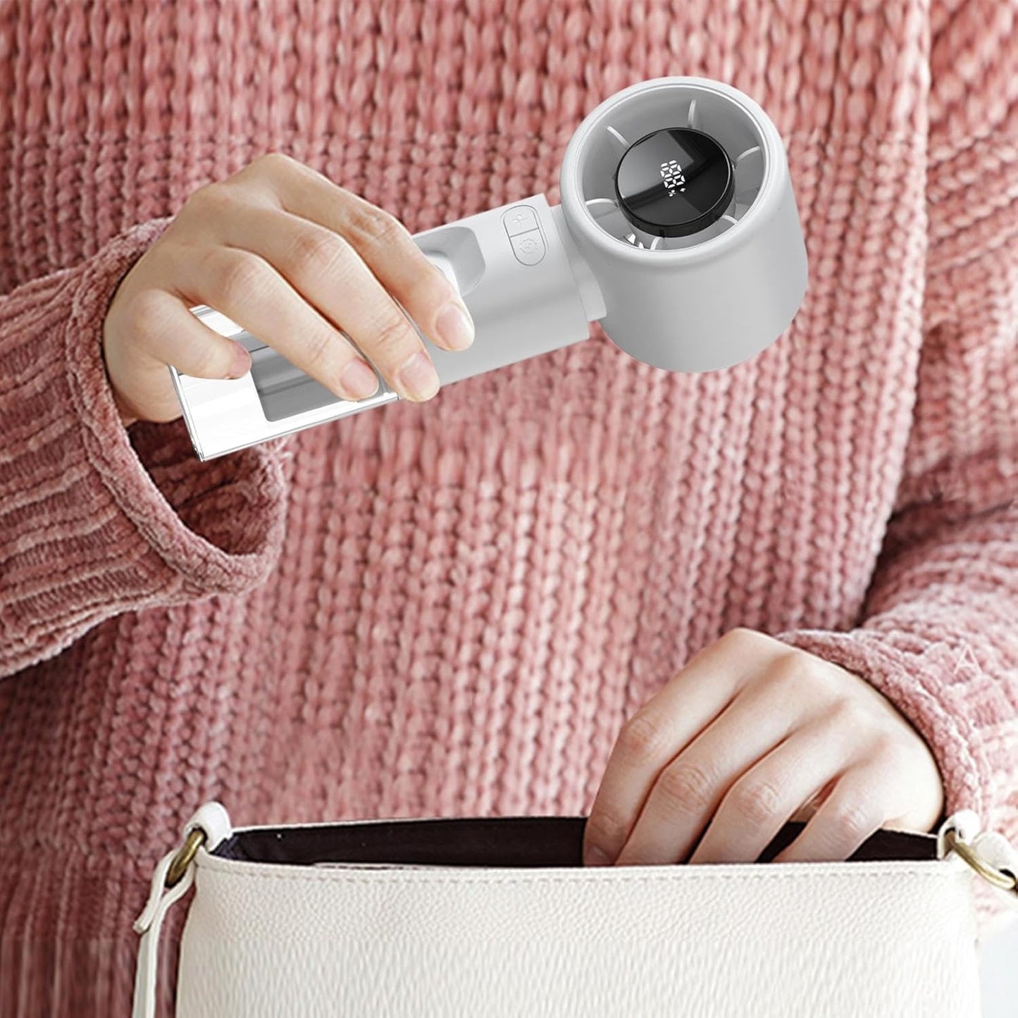Misting Fan, Mini Spray Water Cooling Tool, Digital Display USB Rechargeable, Handheld Mist Fan 2.28x2.24x6.61 inches, For Outdoor Camping Home Makeup Travel Use