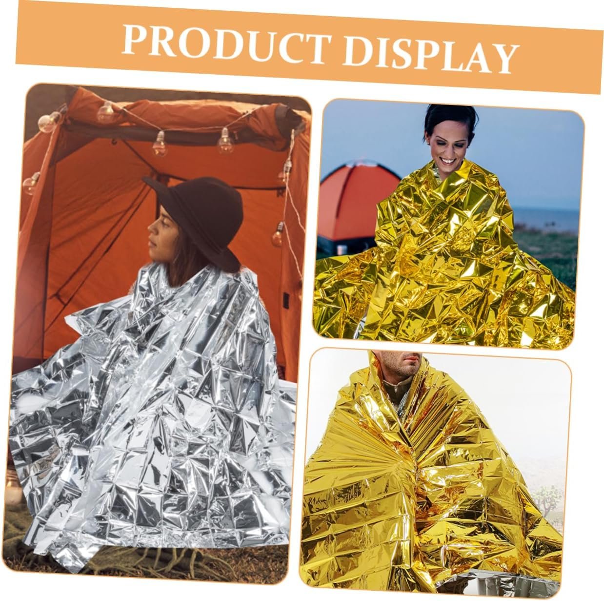 TOBBOMEY 2pcs Insulation Blanket Blankets Survival Survival Tarp Disaster Kit Emergency Poncho Emergency Tent Hurricane Supply List Body Warmers for Cold Weather Camping Gear Comfy Coating