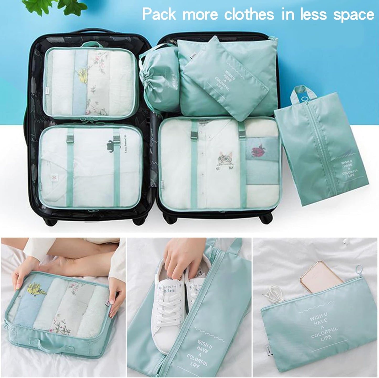 YORFULL 12 Pieces Packing Cubes Compression Travel Organizer, Travel Accessories, Travel Bag, Travel Bag
