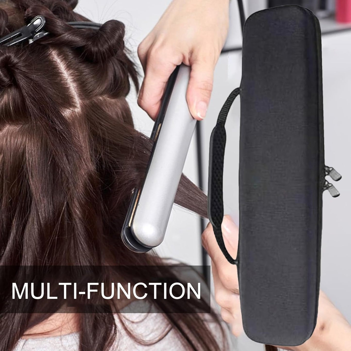 Borsa da viaggio per attrezzi da capelli, impermeabile, per ferri da stiro, accessori portatili per la cura dei capelli, accessori da viaggio multifunzione per uomini e donne, Nero , Refer to