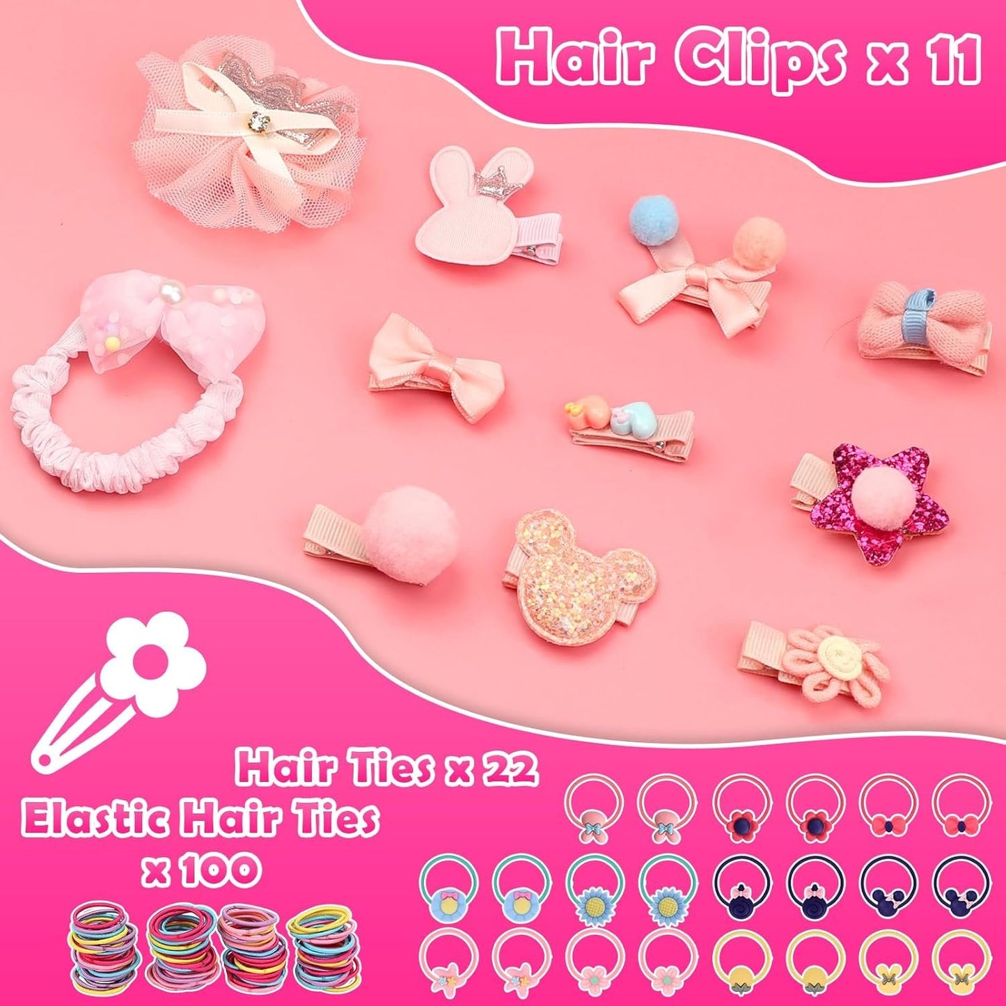 Kids Jewelry Kit Girls Toys, 153pcs Girls Dress Up Play Jewelry Set Kids Toys with Necklaces Bracelets Rings Earrings Hair Accessories and Storage Box, Christmas Birthday Gifts for 3-8 Year Old Girl