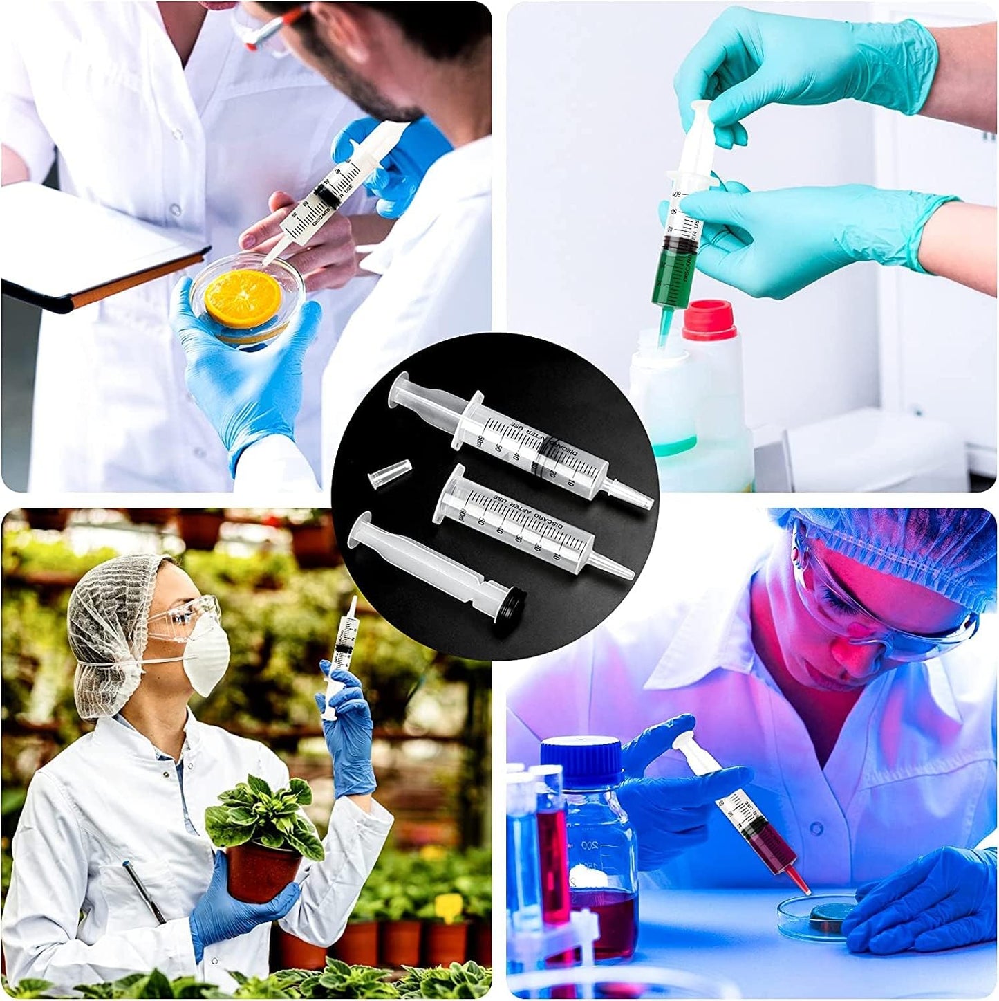 3pcs 60ml Syringe, Large Plastic Syringes with caps no needle for Scientific Labs, Measuring Liquids, Feeding Pets,Watering, Refilling,Oil or Glue Applicator