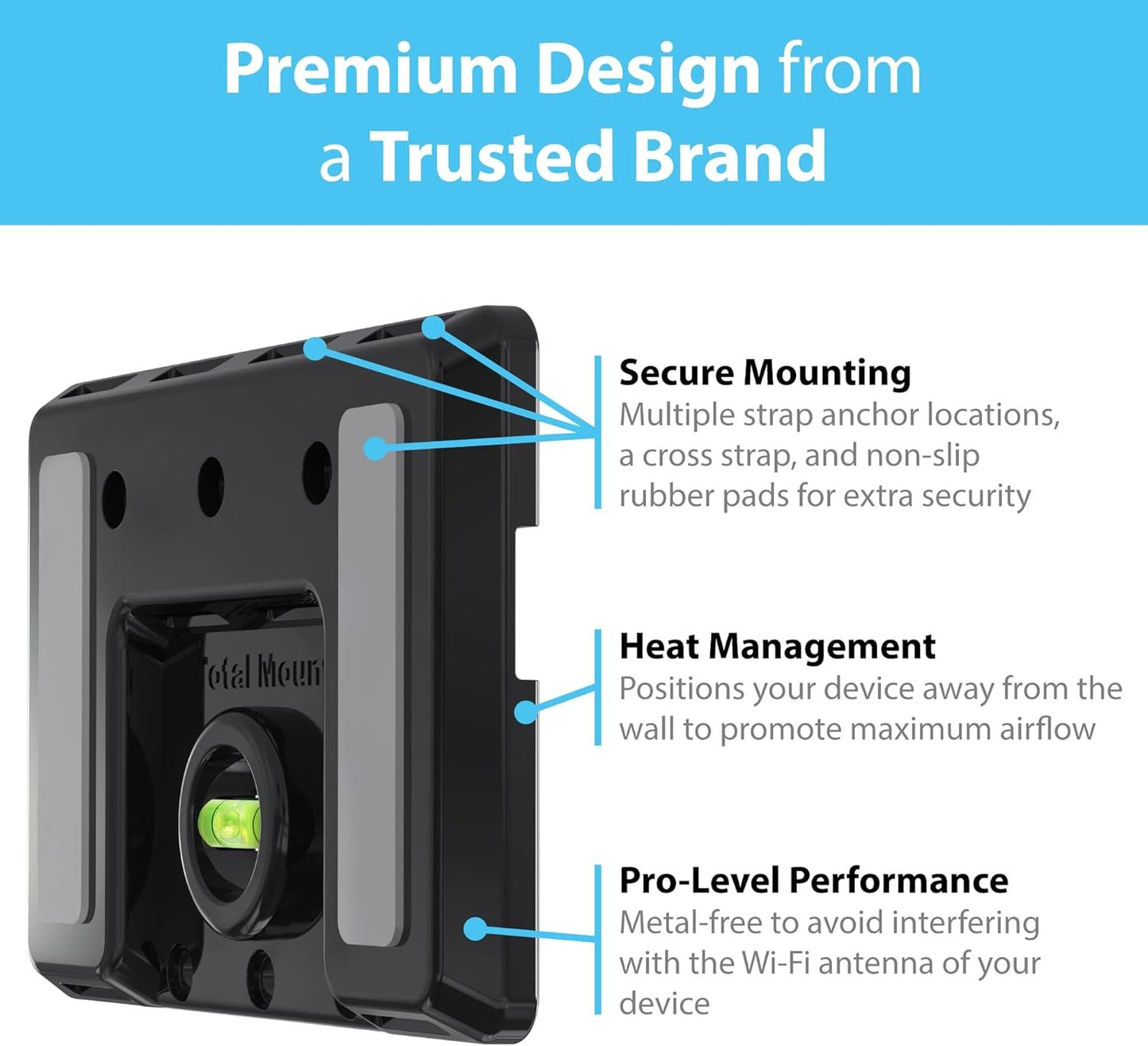TotalMount Universal Mount for Electronics – Adjustable and Secure Wall Mount for Your Cable Box, Router, Modem, Wi-Fi Devices, DVR, and More
