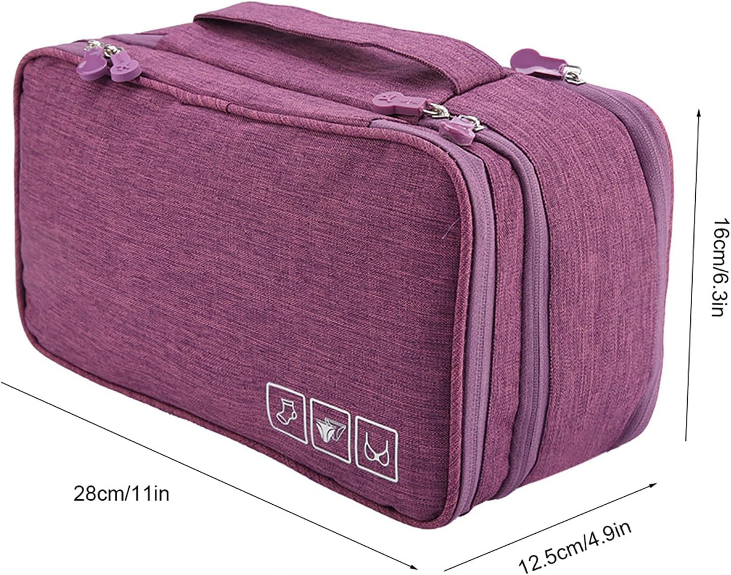 Travel Underwear Organizer, Portable Travel Storage Organizer Waterproof for Cosmetics, Toiletries, Hotel, Home, Bathroom, Airplane (Purple)