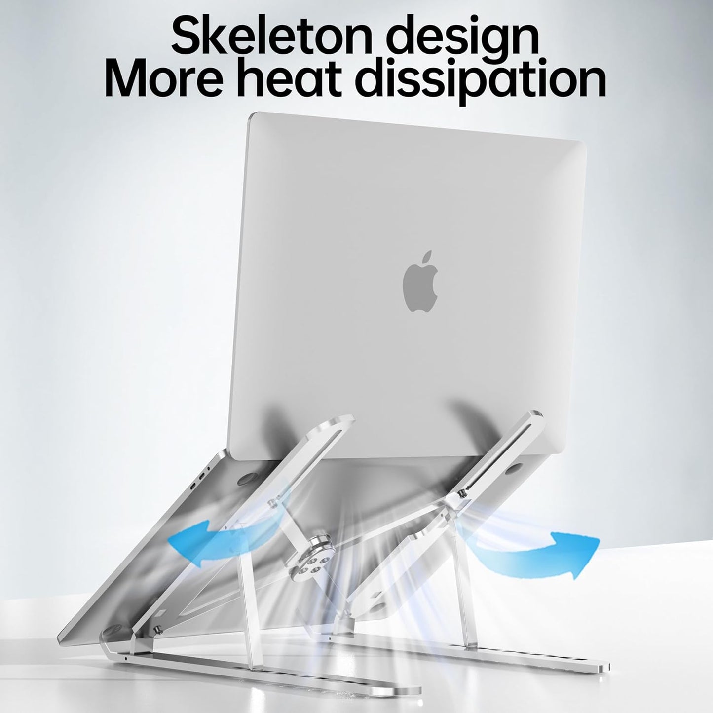 Laptop Stand for Desk,Aluminum 10-Levels Adjustable Laptop Riser Portable Laptop Holder,Ventilated Cooling pad Notebook Stand for MacBook Pro Air,Lenovo,Dell,HP,More 10-15.6”Laptops,Tablet (Grey)