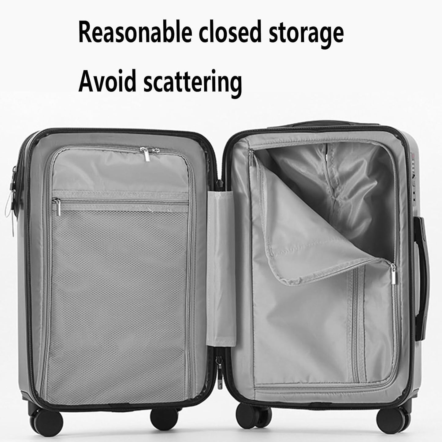 RDGOLF Concise Luggage, Reinforced Trolley Case, Durable and Lightweight, Equipped with Combination Lock Anti-Theft and Anti-Burglar (Color : White(Cupholder), Size : 20)