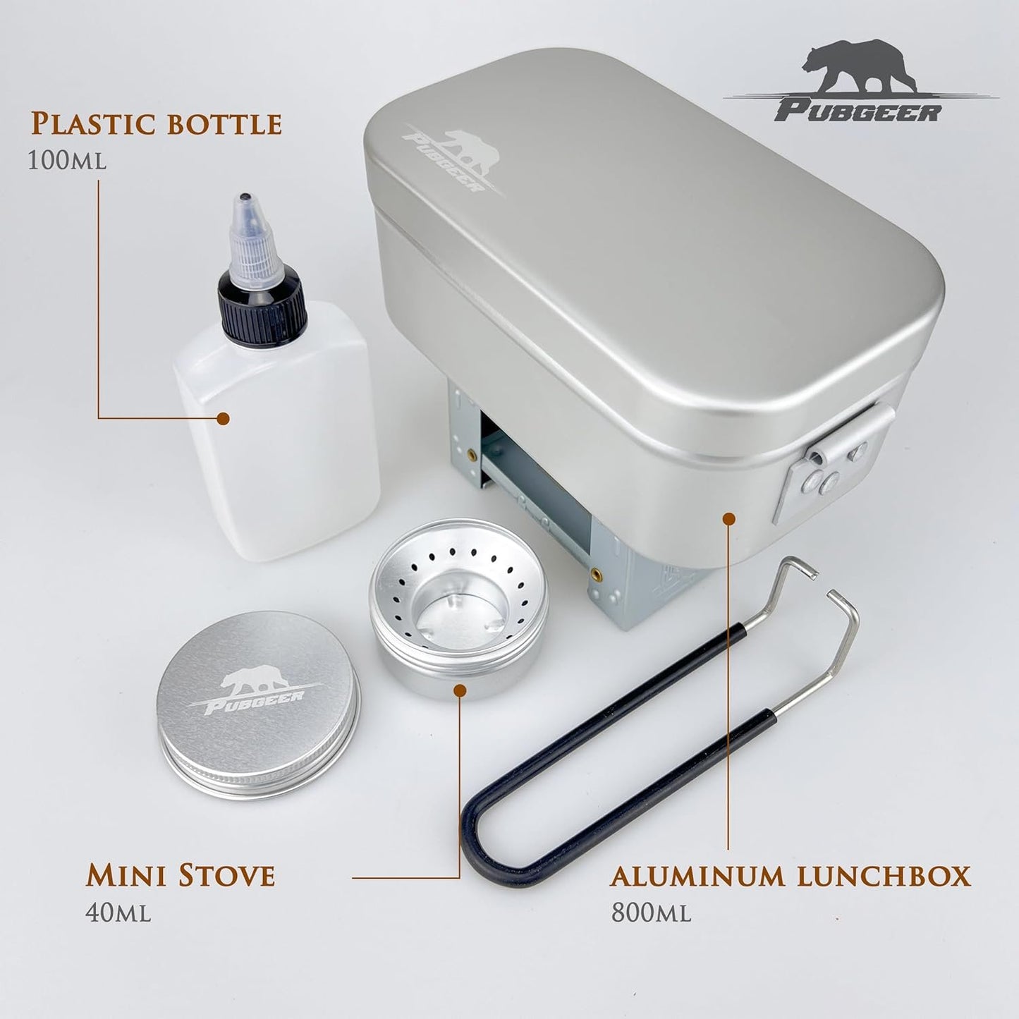 Pubgeer Portable Bushcraft Cooking Gear, Survival Cooking Kit, Canteen Cook Set, Wild Survival Equipment, Portable Cookware, Campfire Cooking Mess kit, Self Reliance, Solo Camping Cooking Kit