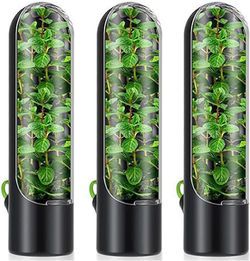 WADY 3 pcs Herb Keeper, Herb Saver for Refrigerator, Herb Storage for Cilantro,Parsley, Keeps Vegetables Fresh, Vegetable fresh keeping Bottle, Keeps Vegetables Fresh (Black)