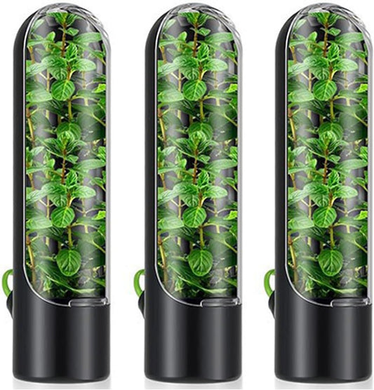 WADY 3 pcs Herb Keeper, Herb Saver for Refrigerator, Herb Storage for Cilantro,Parsley, Keeps Vegetables Fresh, Vegetable fresh keeping Bottle, Keeps Vegetables Fresh (Black)