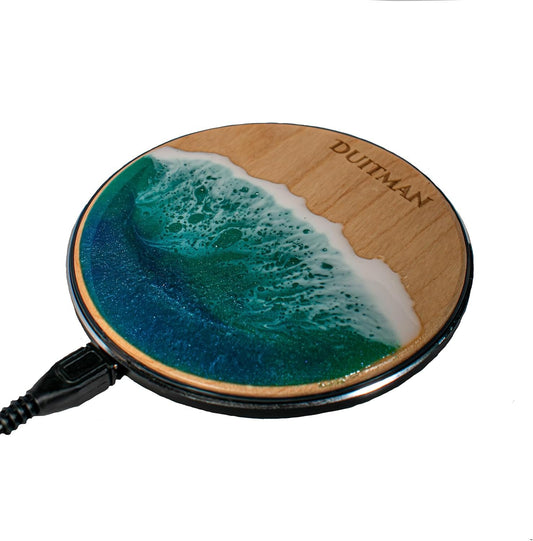 Wireless Fast Charger, Ocean Wave Wooden Wireless Phone Charger, Resin Art Design, Epocy and Wood Charger, Maple Wireless Charger, Wooden Charger, Trending Wireless Charger, Handmade Product