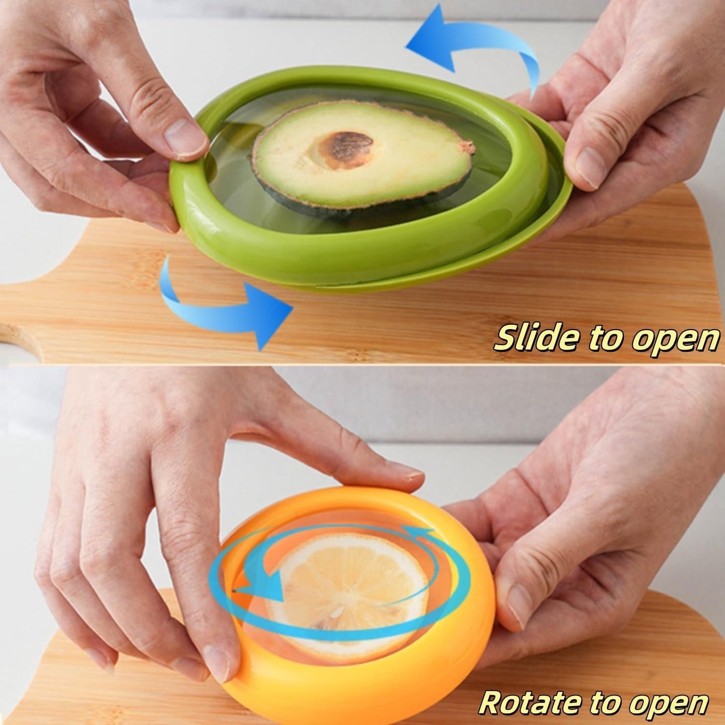 4PCS Fruit And Vegetable Storage Containers,Onion Storage Container, Avocado keeper,Tomato Saver,and Lemon holderï¼ŒVegetable Sha Transparent Film Reusable Food Saver Set for Fridge