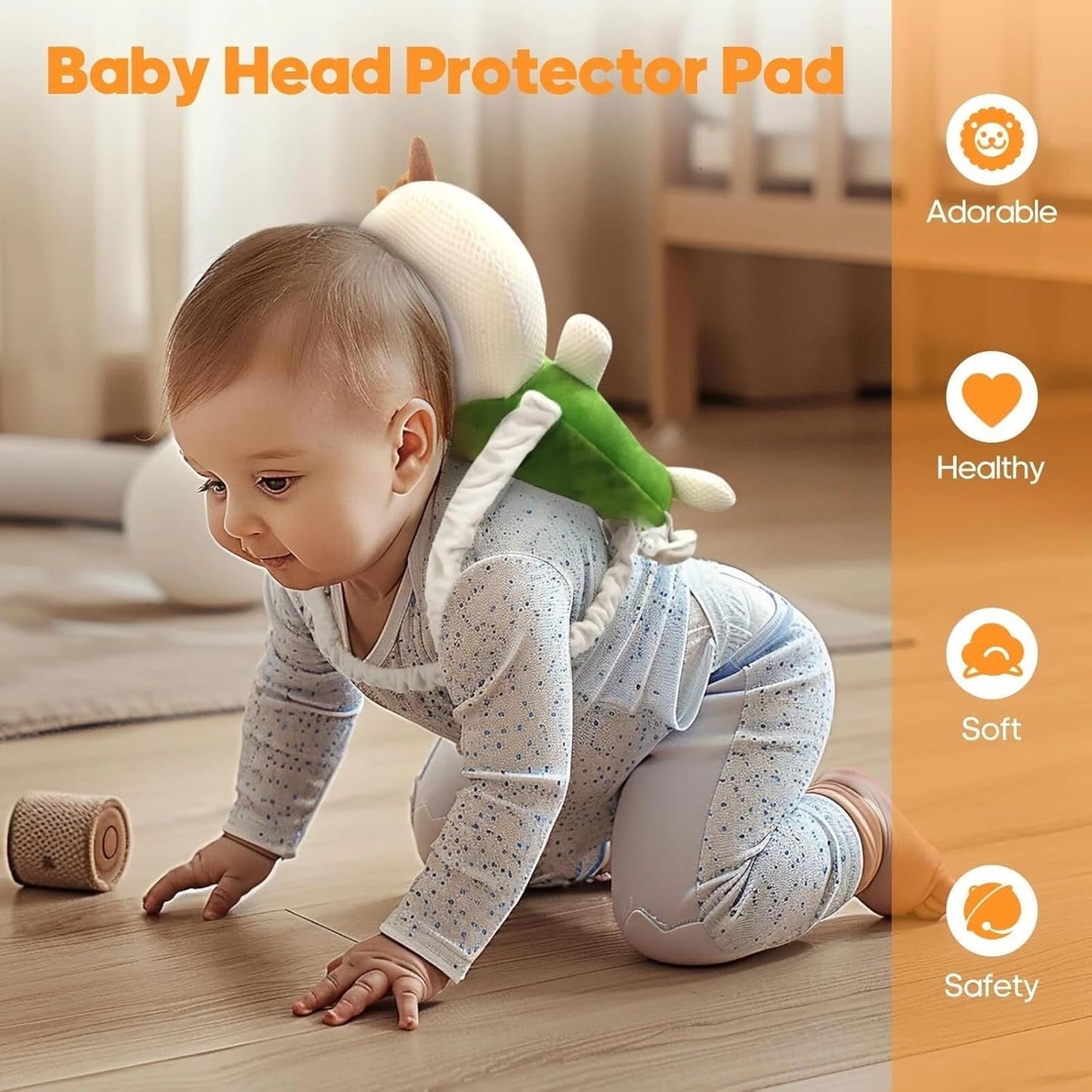 ROXANEPIG Baby Head Protector, Baby Head Protection Backpack, Toddler Walking Head Protector, Adjustable Head Protector Pad Safety Cushion (Turtle)