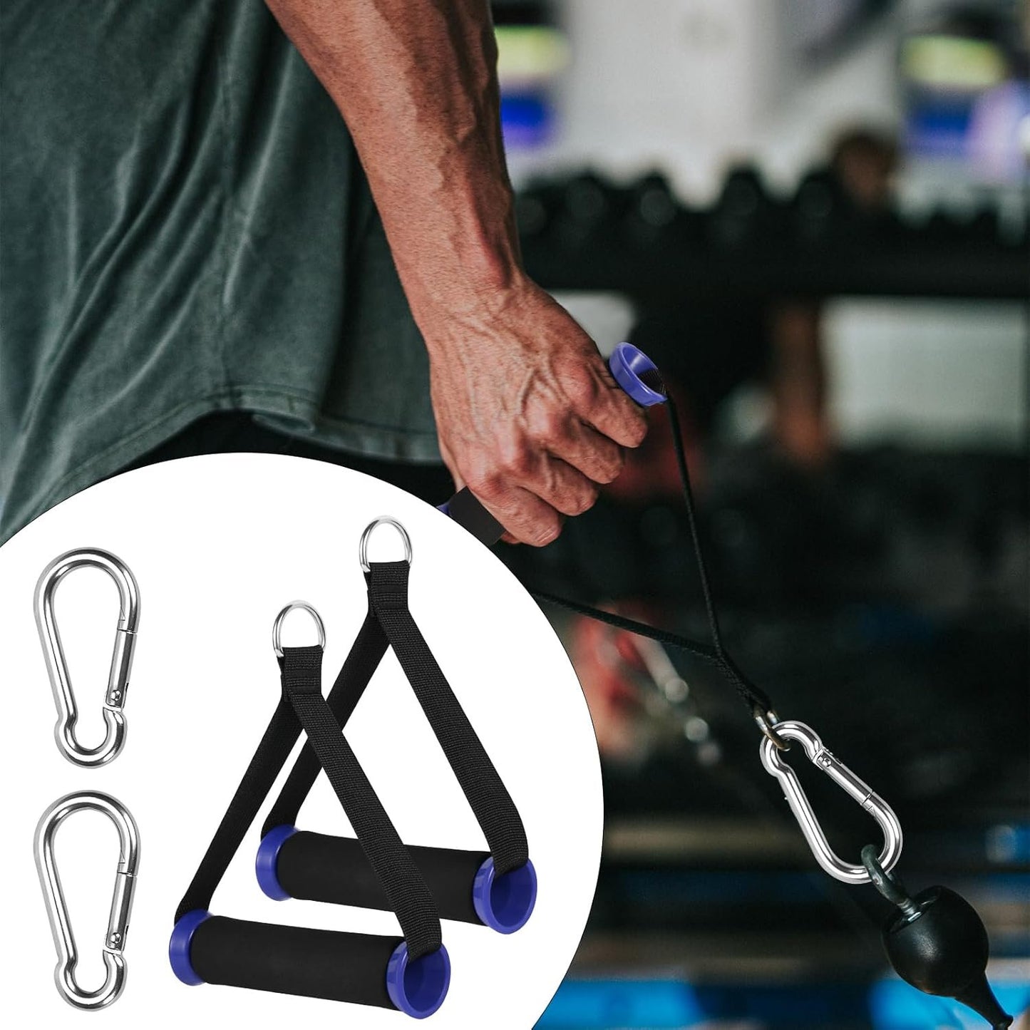 2pcs Heavy Duty Exercise Handles, Workout Resistance Band Handles, Thicken Tricep Cable Machine Handles, Pull Attachments Home Gym Accessories for Weight Machine Fitness Equipment Pulley System